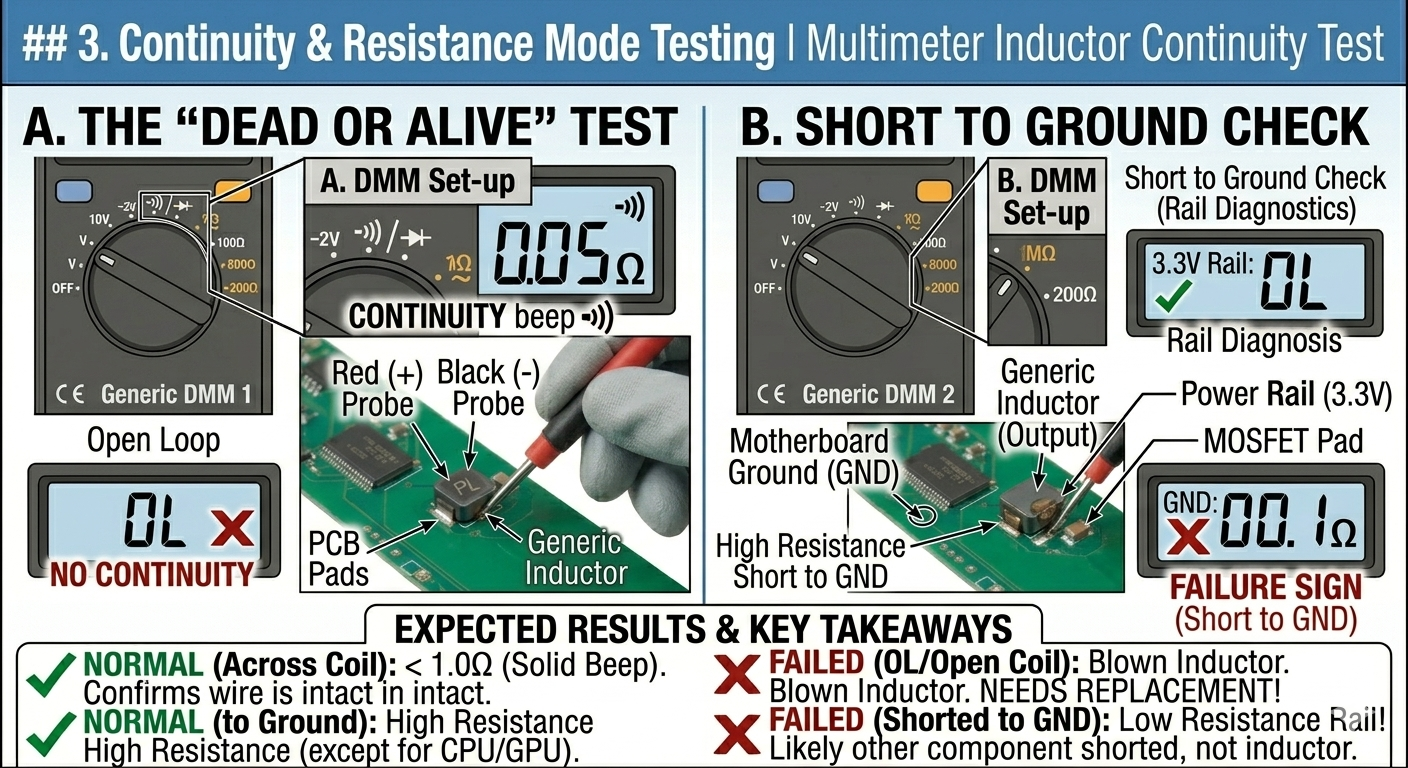 Multimeter Inductor Continuity Test