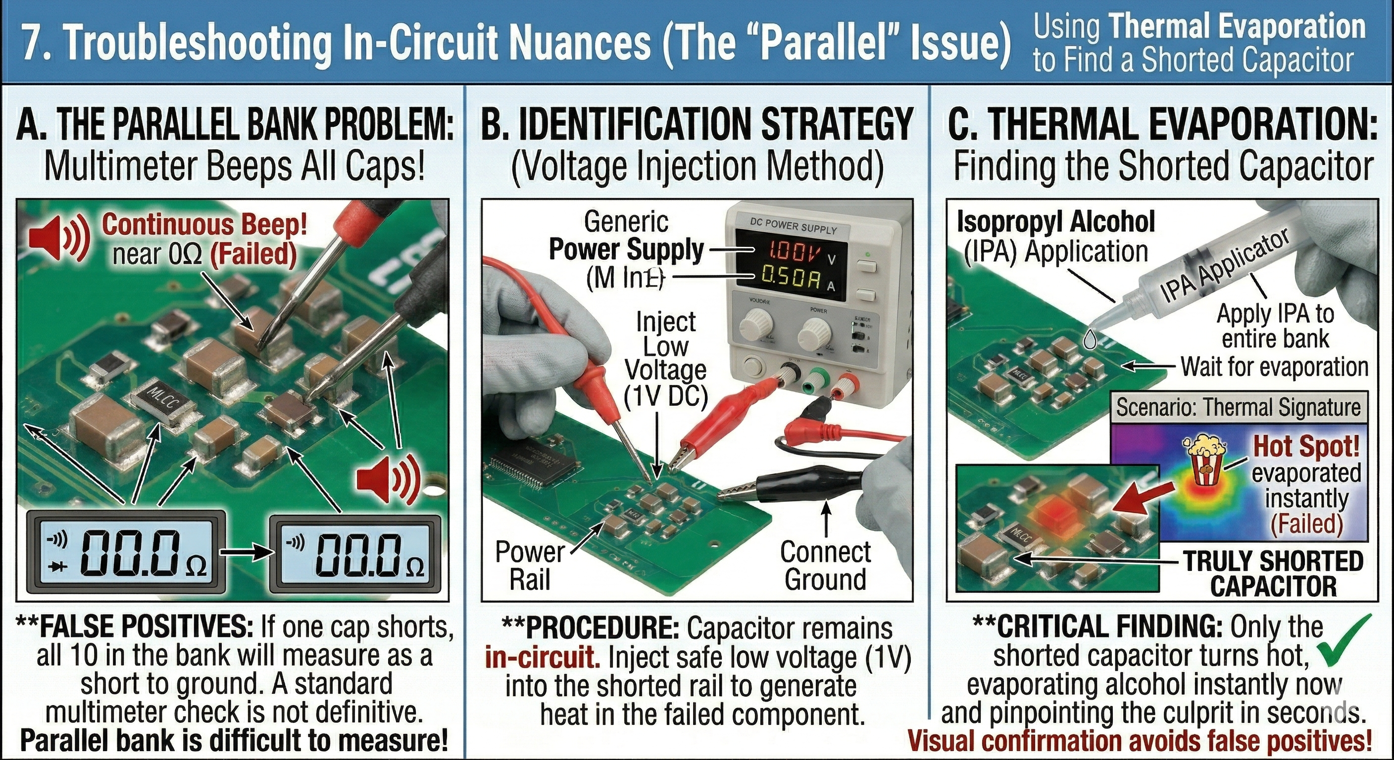 Using Thermal Evaporation to Find a Shorted Capacitor